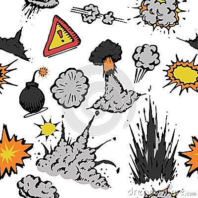 Big explosions background Vector Illustration