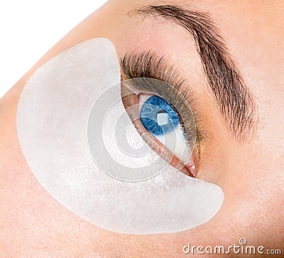 Big eye girl with a cosmetic patch Stock Photo