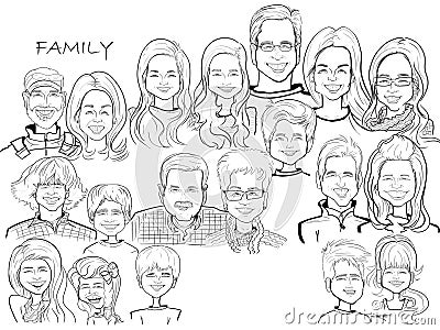 Big Family Celebration Cartoon Caricature Editorial Stock Photo