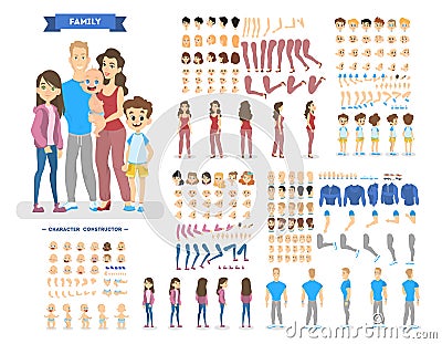 Big family character set for the animation Vector Illustration