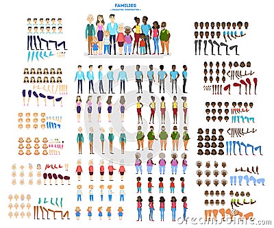 Big family character set for the animation Vector Illustration