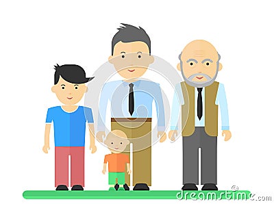 Big family man and boy Vector Illustration