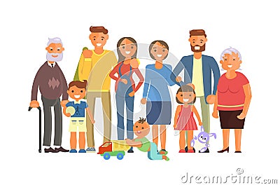 Big family portrait Vector Illustration