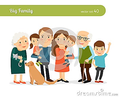 Big family portrait Vector Illustration