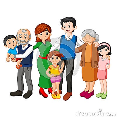 Big family together Vector Illustration