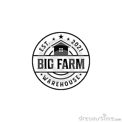 Big farm warehouse vintage retro hipster logo design elements Vector Illustration