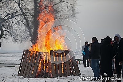 A big fire at the annual meeting of owners offroad Editorial Stock Photo