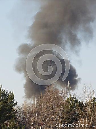 Big fire smoke cloud Stock Photo