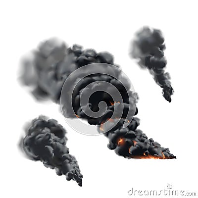 Big fire smoke set Stock Photo