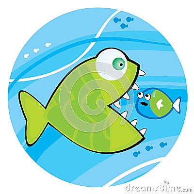 Big fish eating a little fish Vector Illustration