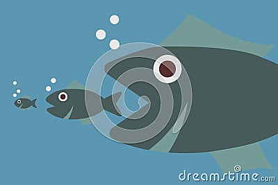 Big fish eating little fish Vector Illustration