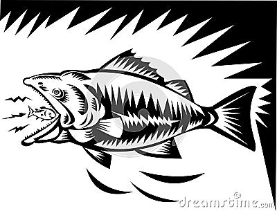 Big fish eating a small fish Vector Illustration