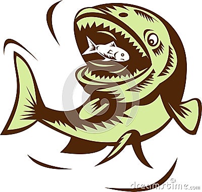 big fish eating a small fry Vector Illustration