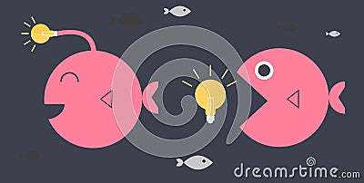 Big fish idea conceptual Vector Illustration