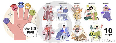 The Big Five Personality Traits concept. Flat vector illustration Cartoon Illustration