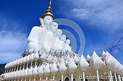 Big five white buddha at Wat Pha Sorn Kaew in Phetchabun, Thailand Stock Photo