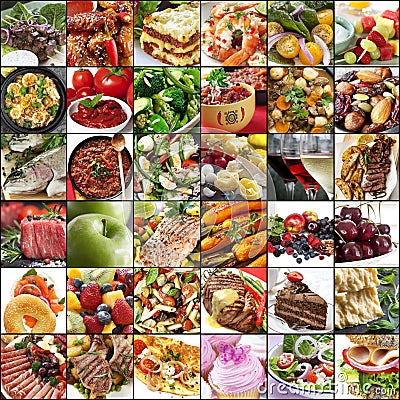 Big Food Collage Stock Photo