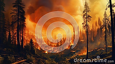 Big Forest fire. Generative AI Stock Photo