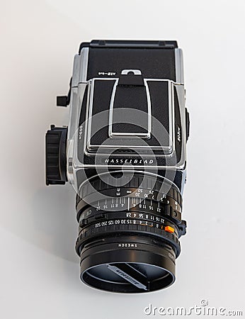 Medium format film camera on a white background Editorial Stock Photo