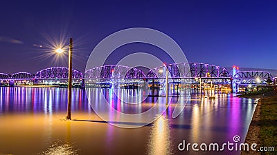 Big Four Pedestrian Bridge over high water Stock Photo