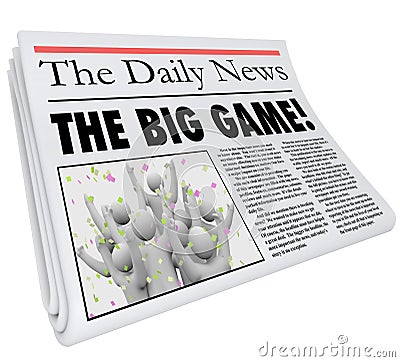 The Big Game Newspaper Headline Sports News Update Stock Photo