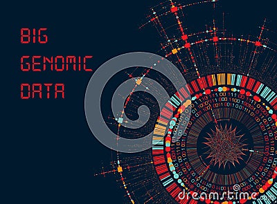 Big Genomic Data Visualization DNA Test, Barcoding, Genom Map Architecture - Vector Graphic Template Vector Illustration