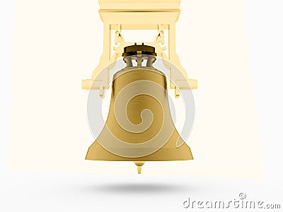Big gold church bell rendered on white Stock Photo