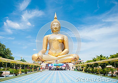 Big golden Buddha at Wat Muang of Ang Thong province Thailand Editorial Stock Photo