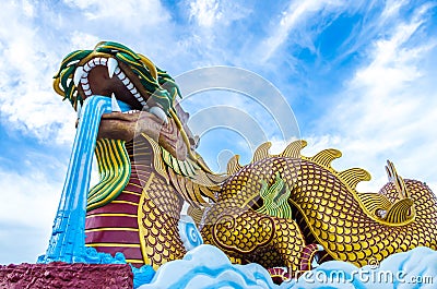 Big Golden dragon Stock Photo