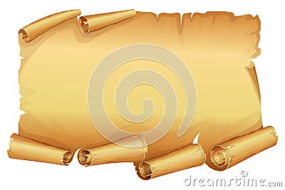 Big golden scroll of parchment Vector Illustration