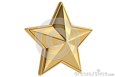 Big golden star on white background.3D illustration Cartoon Illustration