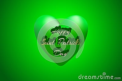 Big green heart as symbol of the St. Patrick`s Day. Vector illustration for Saint Patrick Day Greeting Card Vector Illustration