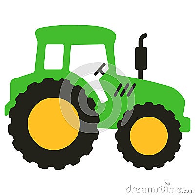 Big green tractor vector cartoon isolated Vector Illustration