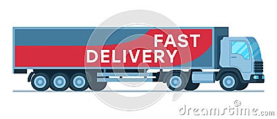 Big Grey Fast Delivery Shipping Company Truck Stock Photo