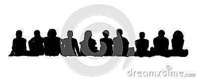 Medium group of adults seated silhouettes 1 Vector Illustration