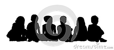 Medium group of children seated silhouette 2 Stock Photo