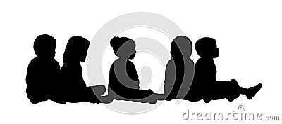 Medium group of children seated silhouette 6 Stock Photo