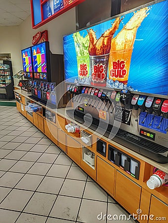 Big gulp and soda machines at speedway Editorial Stock Photo