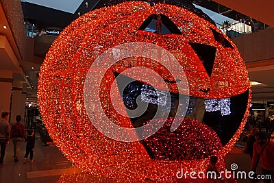 Big Halloween Lantern Pumpkin light decoration Editorial Stock Photo