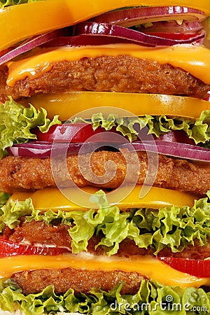 Big hamburger closeup Stock Photo