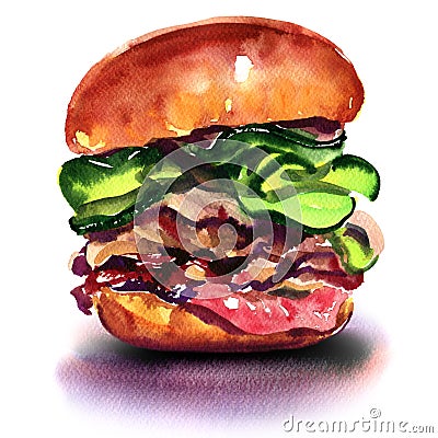 Big hamburger isolated on white background Stock Photo