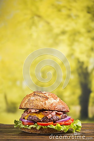 big hamburger with natural bread Stock Photo