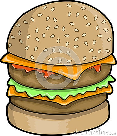 Big Hamburger Vector Illustration Vector Illustration