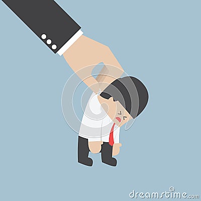 Big hand holding a businessman Vector Illustration