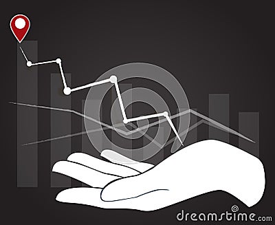 Big hand holding high graph , business concept background Vector Illustration