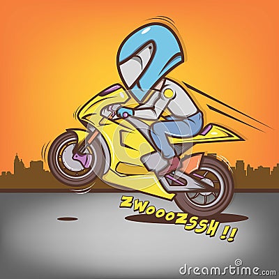 Big Head Ride Wheelie Vector Illustration