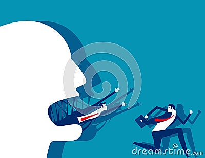 Big heads devour people or big businesses devour small businesses Vector Illustration