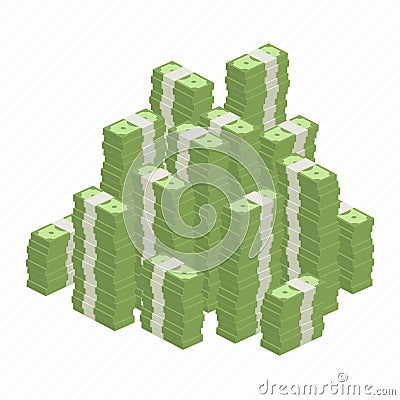 Big heap rolls of money Vector Illustration
