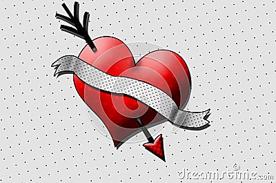 A Big Heart With Arrow Pop Art! Stock Photo