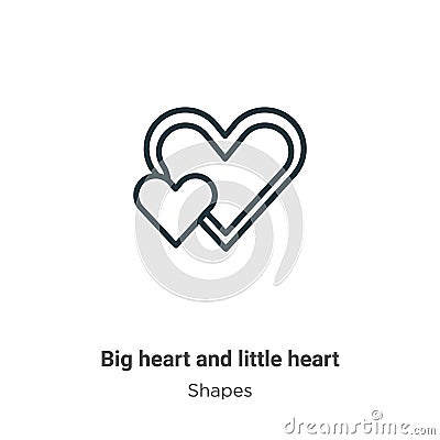 Big heart and little heart outline vector icon. Thin line black big heart and little heart icon, flat vector simple element Vector Illustration